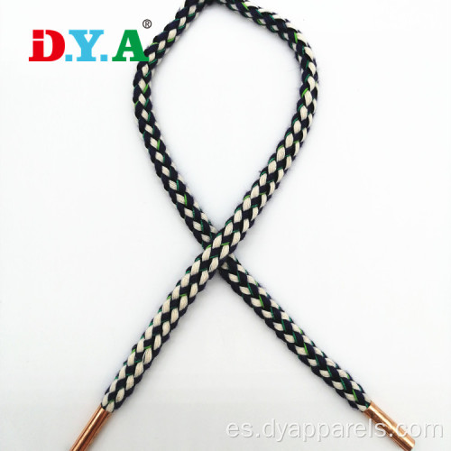 Cordón de algodón retorcido de cordón con puntas de metal